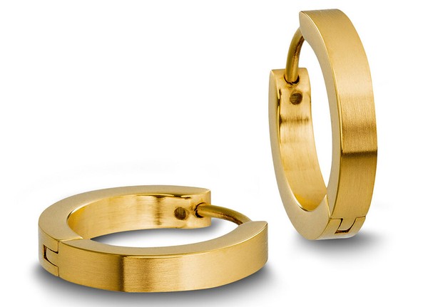 Minott Edelstahl Damen Ohrschmuck Ohrringe Creolen | Gelbgoldfarben, Schlicht Sa-image