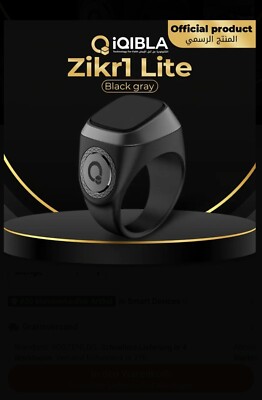 Iqibla Smart Zikr Ring mit Tasbih-Zähler & IQibla - Anzeige   Unisex- Universal