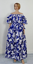 Registyle African Ankara Wax Print Dresses Blue & White Free Sizes 12-18 SALE!!