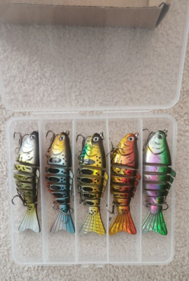 5 Pc Multi Jointed Fishing Lures Swimbait Sinking Wobblers Hard Bait Crankbait