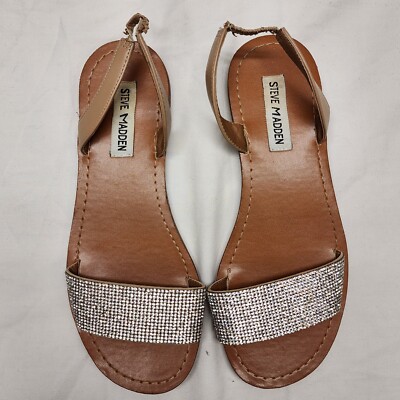 Steve Madden Women's Flats Sandals Rhinestone Front Elastic