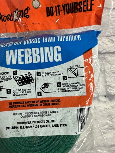 VTG GREEN Frost King Lawn Furniture Re-Webbing 2 1/4" W x 72 Feet Long (24 Yds) - Afbeelding 7 van 8
