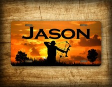 Custom Any Text Bow Hunting License Plate Deer Hunter And Sunset Auto Tag Custom Any Text Bow Hunting License Plate Deer Hunter And Sunset Auto Tag