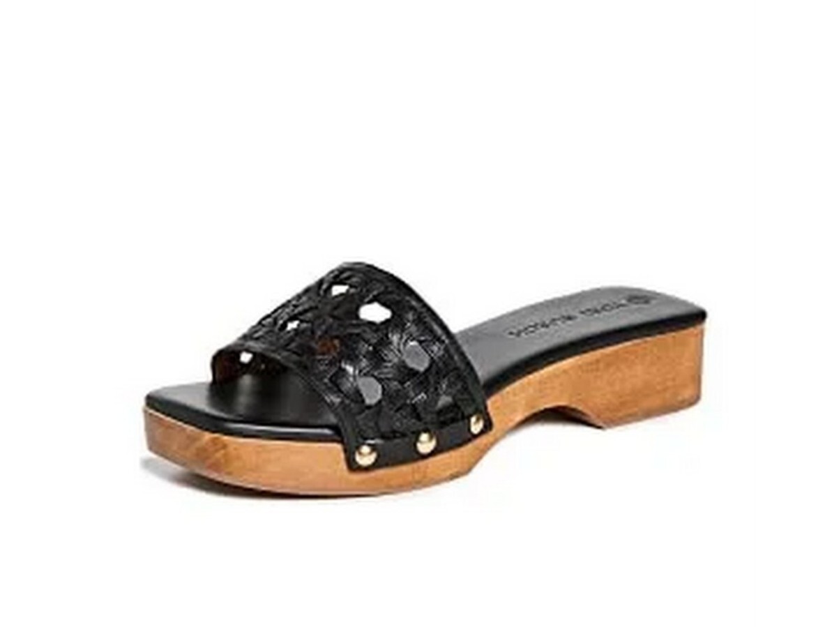 Tory Burch ブラック オープントゥ ウェッジヒール Tory Burch オープントゥウェッジヒール 黒新しい
