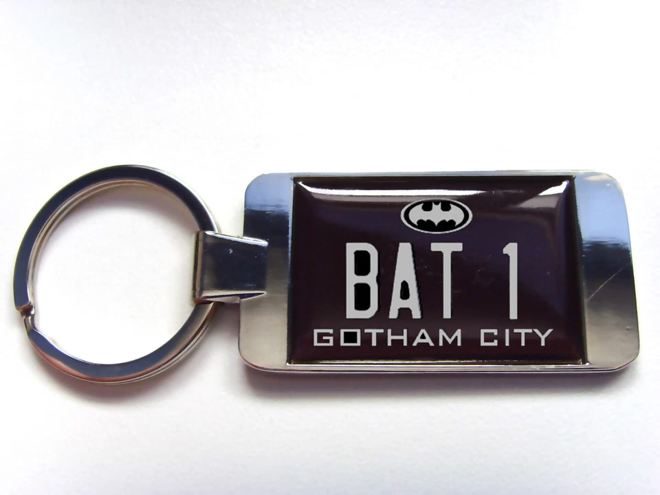 BATMAN BATMOBILE NUMBER PLATE BADGE KEY FOB KEYFOB OR BOTTLE OPENER GIFT