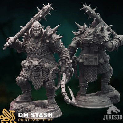 Orc Barbarian Mini | Berserker Juggernaut | Spiked Club Brute | By DM Stash