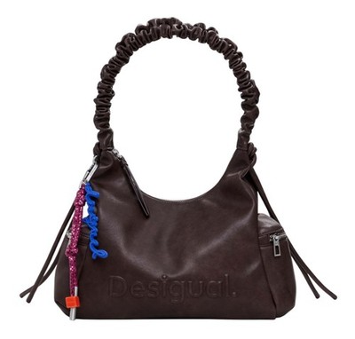 Desigual Montville Half Logo Shoulder Bag Schultertasche Tasche Chocolate Neu
