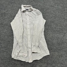 Panhandle Western Shirt Mens Size S White Blue Striped Pearl Snap Long Sleeve