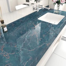 Blue Marble Contact Paper Peel and Stick Countertops 15.7" 118" Glossy Blue