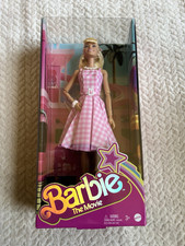 Barbie The Movie Blonde Doll Pink Gingham Dress 11.5in Blue Eyes HPJ96