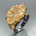 Carving 25 ct Natural Citrine Ring 925 Sterling Silver Size 7 /R467966