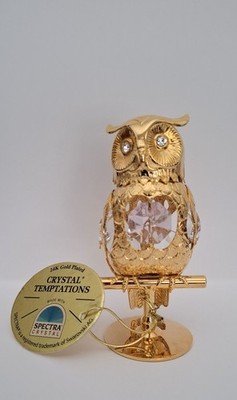 24k Gold Plated Crystal Temptations Owl Spectra Swarovski Kristall Neu