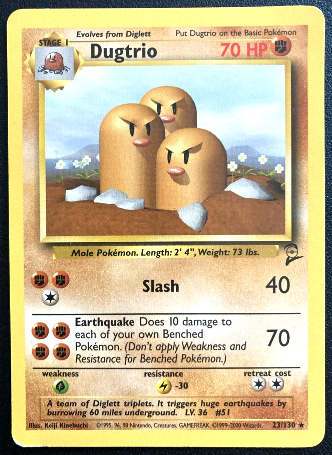 Pokemon Dugtrio - Base Set 2  23/130 Unlimited Moderately Played Rare Pokémon