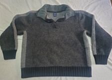 The Gap Sweater Quarter Zip 100 Wool Gray Youth XXL