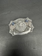 NRA 125th Anniversary Belt Buckle 1871  1996 Pewter USA Eagle Flags NRA Collector
