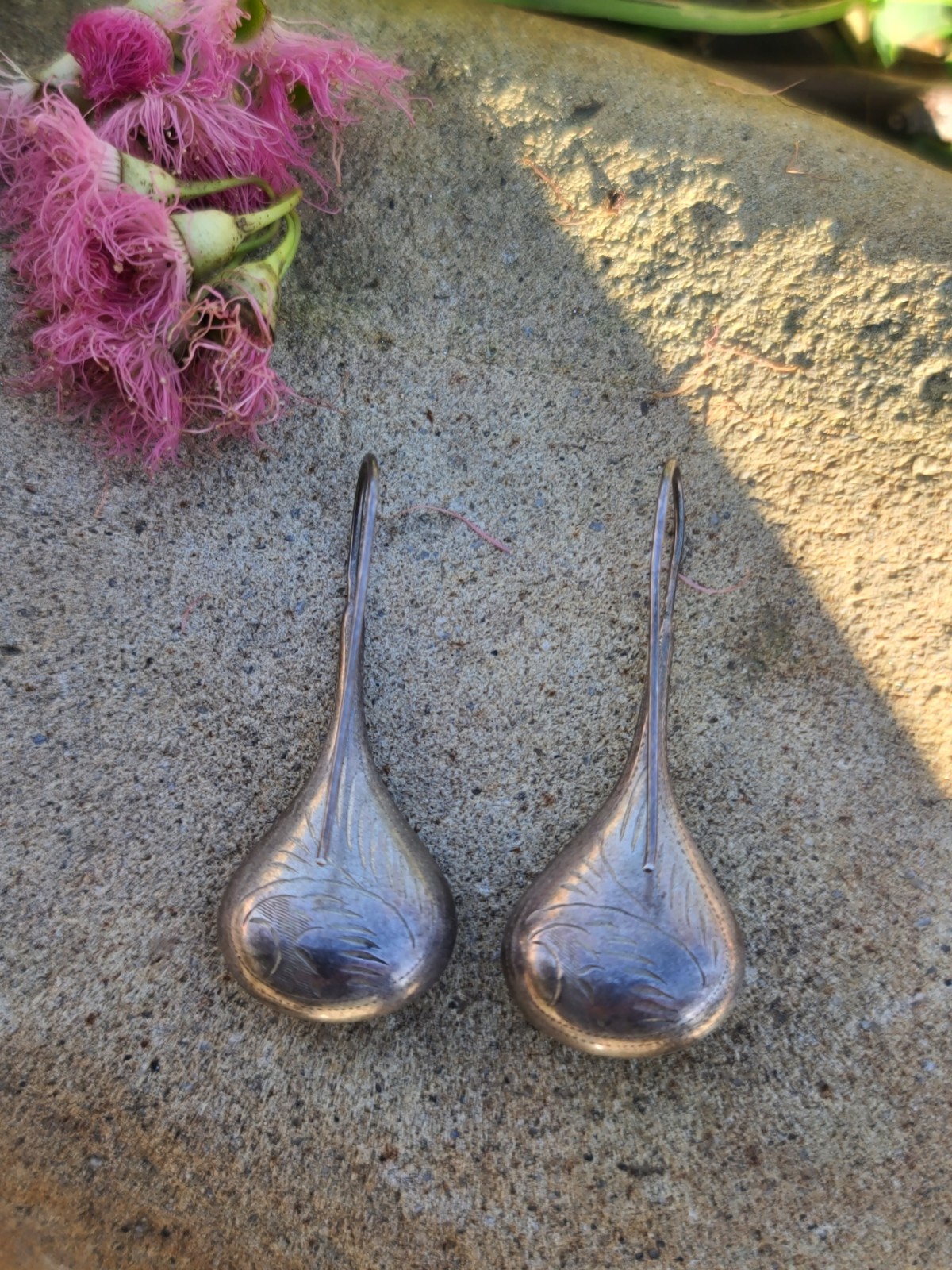 Vintage Sterling 925 Solid Silver Wired Drop Earr… - image 3