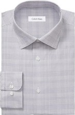 CALVIN KLEIN Check Purple Multi Dress Shirt Stretch Cotton Regular Fit M 15 1/2