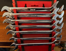 Vintage Snap-on 7pc Sae Angle Open End Wrench Set Vs807 Underline Usa
