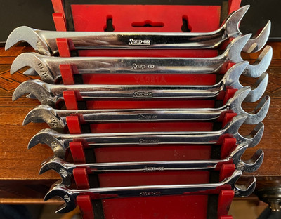 Vintage Snap-on 7pc SAE Angle Open End Wrench Set VS807 Underline USA