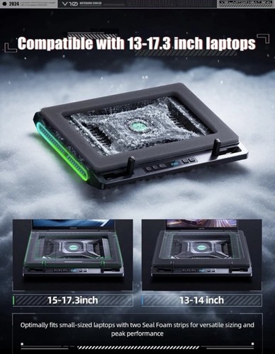 Llano V10 SE RGB Gaming Laptop Cooling Pad 4,72" Turbo Lüfter Laptop Kühler Ständer - Bild 8 von 10