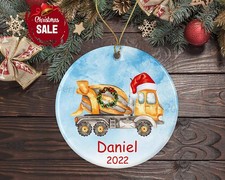 Concrete Mixer Truck Christmas Ornaments, Concrete Mixer Truck Personalized,...