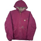 Carhartt Women's Medium Sherpa Lined Hooded Detroit Jacket Purple Rare WJ141-654
