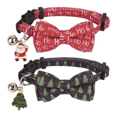 Christmas Cat Collars with Bow Tie Bell, 2 Pack Breakaway Kitten Christmas-2