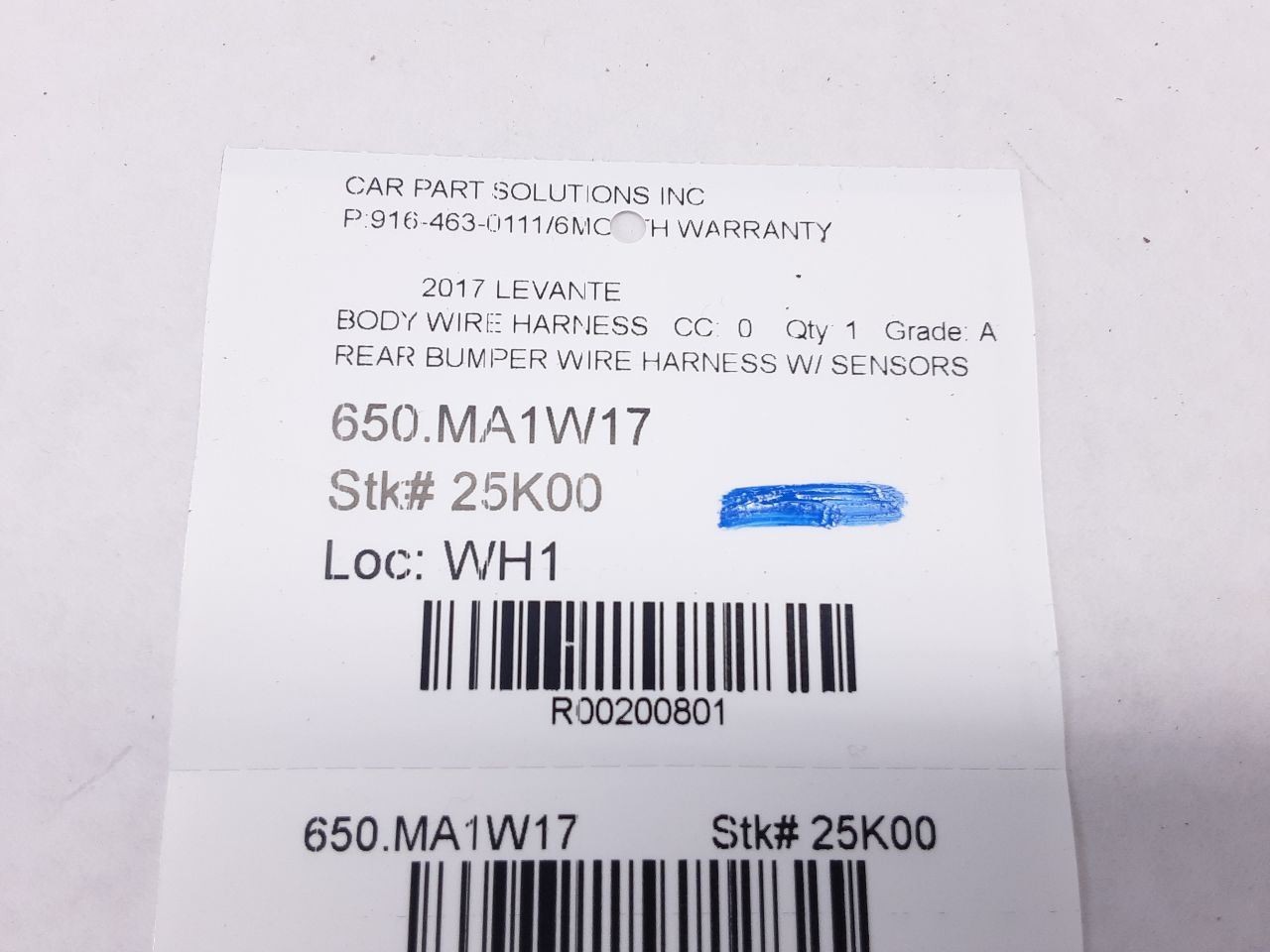 17-20 Maserati Levante Rear Bumper Wire Harness With Parking Sensors 06700333440