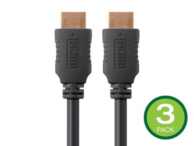 Monoprice High Speed HDMI Cable - 5 Feet - Black (3-Pack) HDR, 18Gbps, 28AWG