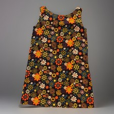 VTG 60s-70s Bright Colorful Floral Dress Kids Girls Shift Aline Flower Power Glo