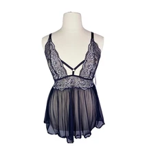 Seven Til Midnight Cross Dye Lace & Mesh Babydoll / G-String Set Size 3X/4X