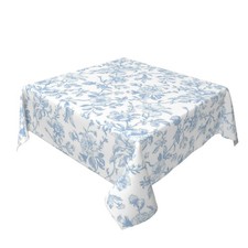 Baby Blue Floral Tablecloth Square 54 Inch Light Blue Chinoiserie Vintage Flo...