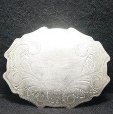 WI11148 FANTASTIC VINTAGE 1970s FLORAL WESTERN FASHION ARTWORK BELT BUCKLE