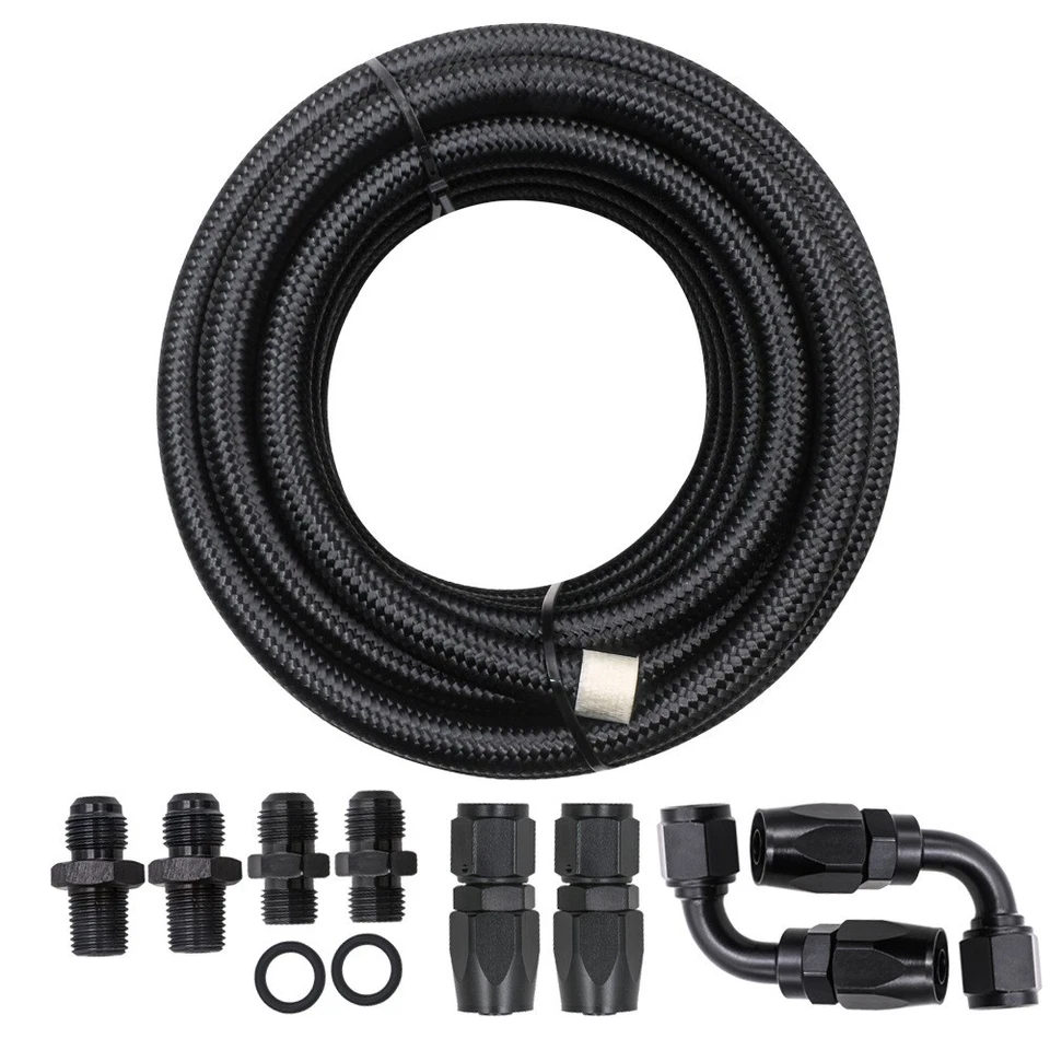 For 4L60E 4L65E Automatic Transmission Cooler Line Kit Black 6AN Steel Braided - Image 2 of 4