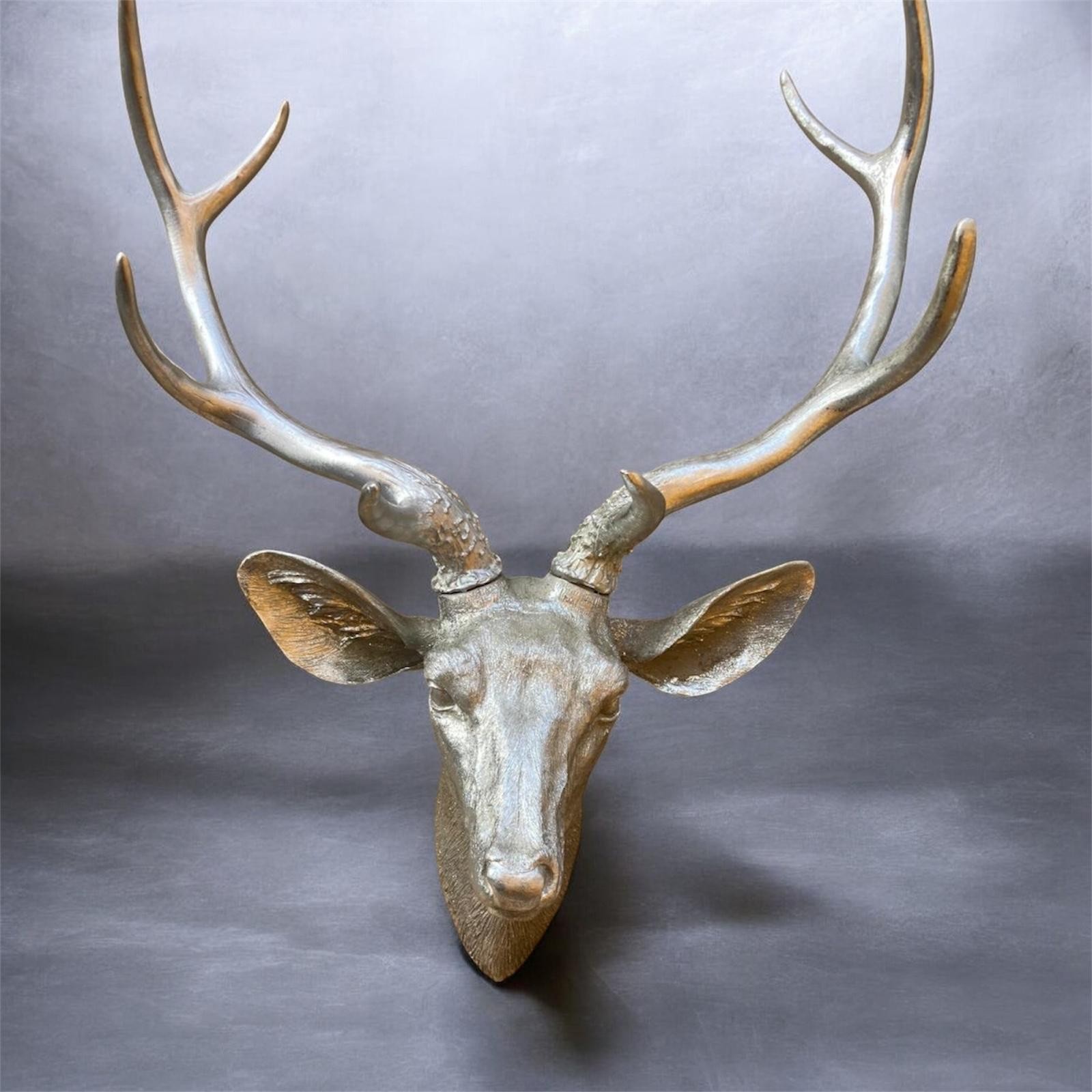 51cm Wall Mounted STAG HEAD DEER ANTLERS Wall Plaque Decoration Sculpture Figure