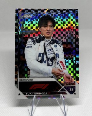 2023 Topps Chrome Formula 1 F1 Drivers Checker Flag X-Fractor Yuki Tsunoda #56