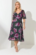 Yours Curve Women's Plus Size Floral Mesh Midi Dress