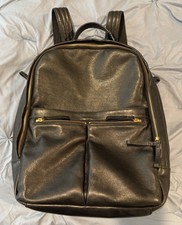 Black Leather Fossil Laptop Backpack