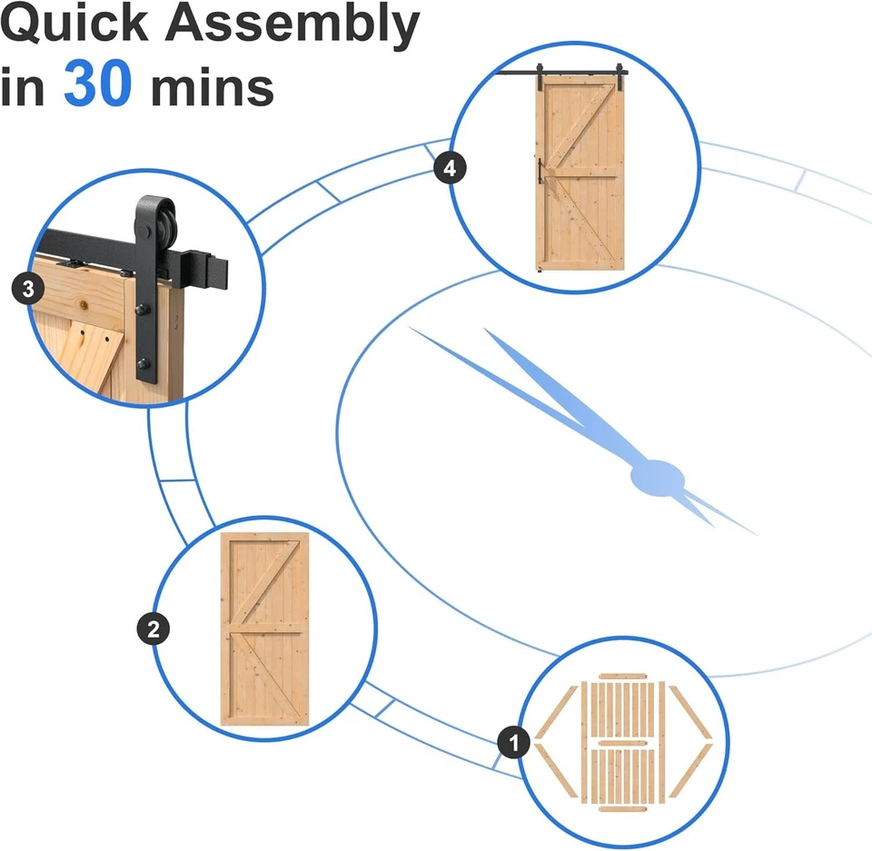 Sliding Barn Door Kit with Door Included 36" x 84" Hardware Simple Assembly - Image 4 of 4