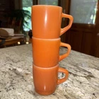 Vintage Orange Fire King Milk Glass Coffee Mug Stackable Set Of 3