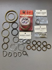 Lot Of 34 Craft Rings Various Sizes Wood Metal Plastic