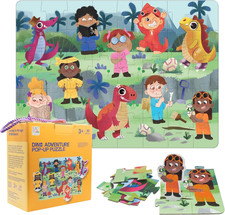 Dinosaur Kids Jigsaw Puzzle Ages 3-6, 40 Pieces  10 Pop-Ups, Preschool Educatio