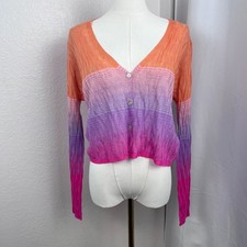 Y2K Zara Cardigan Womens Small Sheer Rainbow Ombre Festival Whimsical Indie