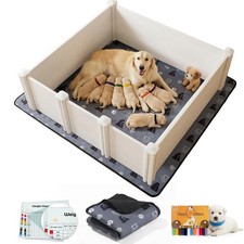 Whelping Box 48 x48 x18 Puppy Playpen with Pee Pad Dog Supplies White Dogs