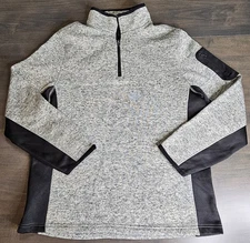 Beverly Hills Polo Club Men's Gray and Black Quarter Zip Pullover Sweater Size L