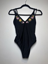 Black Floral LA Hearts One Piece Swimsuit with Padding Size Small