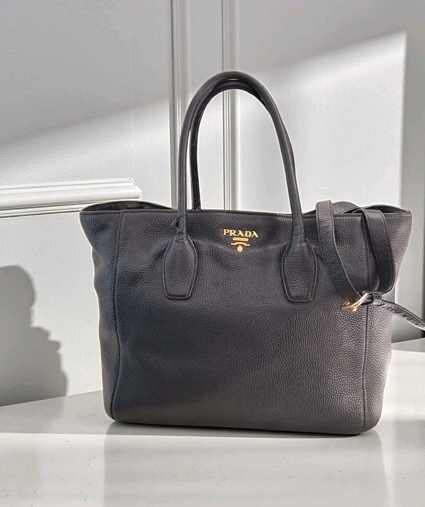 PRADA Black Leather Vitello Daino 2way Shoulder Bag RRP £1,895