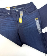 NWT Lee Women  s Straight Leg Relaxed Fit Blue Denim Jeans Comfort Size 14S