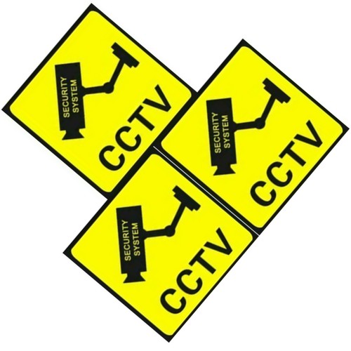 3 PCS Home CCTV Surveillance Security Camera Sticker Warning Decal Signs - Picture 4 of 8
