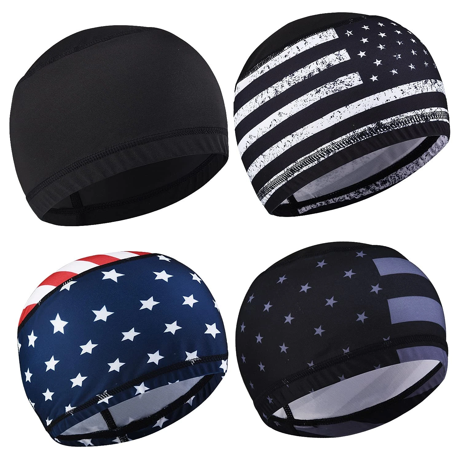 4Pcs Men Cooling Skull Cap Helmet Liner, Sweat Wicking Beanie Head Wrap Bicyc...